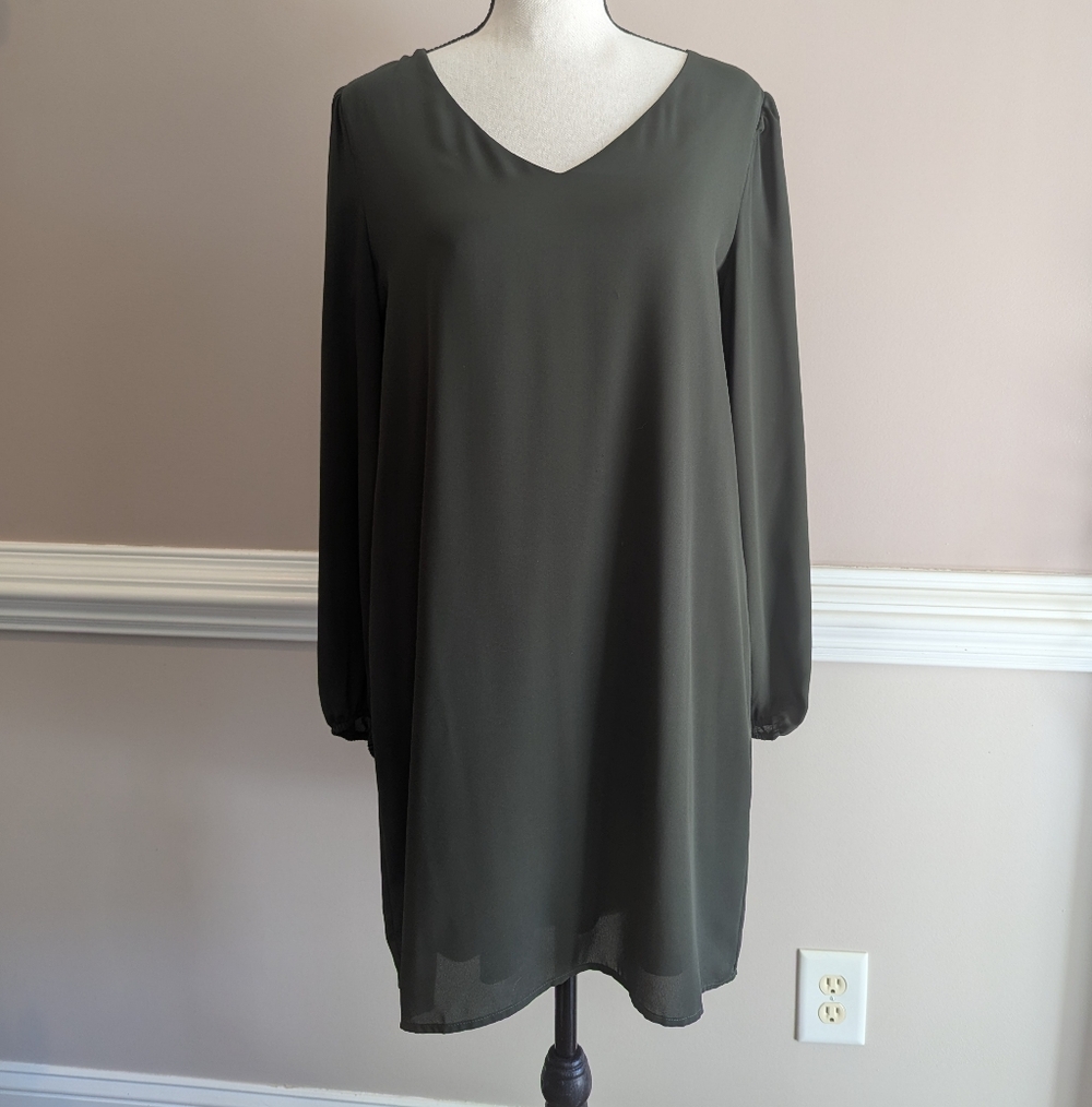 C.C Long Sleeve Dress in Olive Green